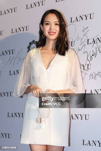 Model Zhang Zilin arrives at the red carpet prior to the LANYU collection show during the Mercedes-Benz China Fashion Week A/W 2018/2019 at Beijing...