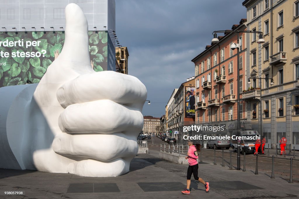 Gigantic Like Button Sculpture Pops Up In Milan