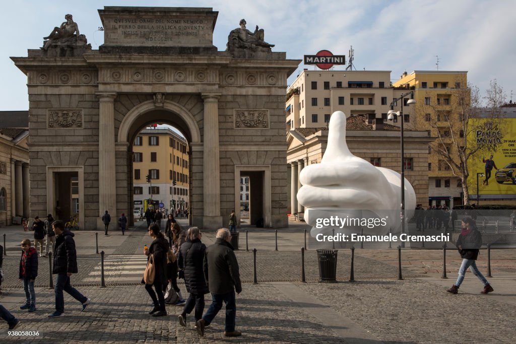 Gigantic Like Button Sculpture Pops Up In Milan