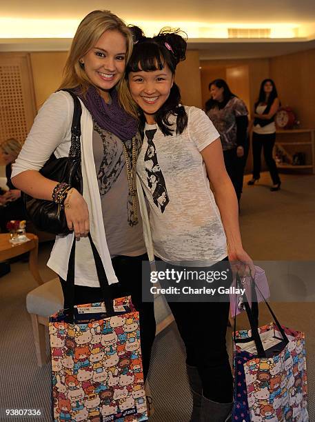 Actresses Tiffany Thornton and Tania Gunadi attend the Asics Hello Kitty Lounge at Raffles L'Ermitage Hotel on November 5, 2009 in Beverly Hills,...