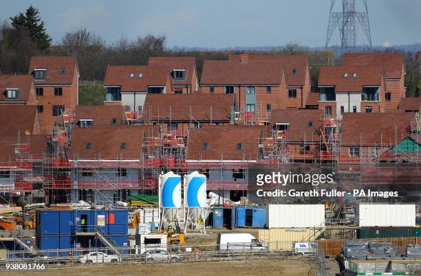 View of the continued development of Ebbsfleet Garden City in Kent. Built on mainly ex-quarry land, seven parks 000 homes, a major new commercial...