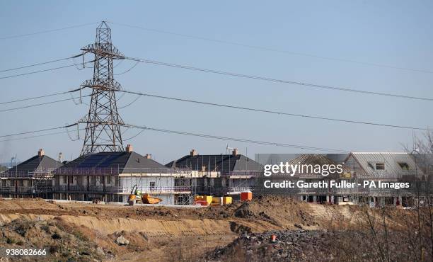 View of the continued development of Ebbsfleet Garden City in Kent. Built on mainly ex-quarry land, seven parks 000 homes, a major new commercial...