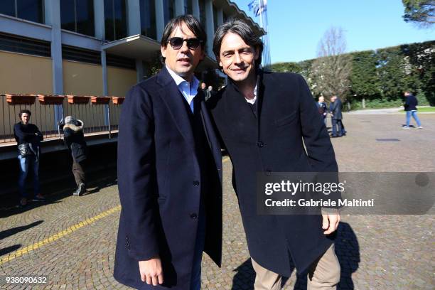 Simone Inzaghi manager of SS Lazio and Filippo Inzaghi manager of VeneziaMestre Caslcio during the Italian Football Federation 'Panchine D'Oro E...