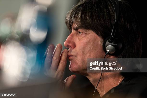 Joachim Loew, head coach of the German National Team attends a press conference at Mercedes Benz on March 26, 2018 in Berlin, Germany.