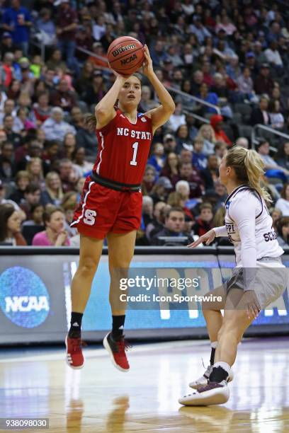 North Carolina State Wolfpack guard Aislinn Konig shoots a jumper in the first quarter of a third round NCAA Division l Women's Championship game...