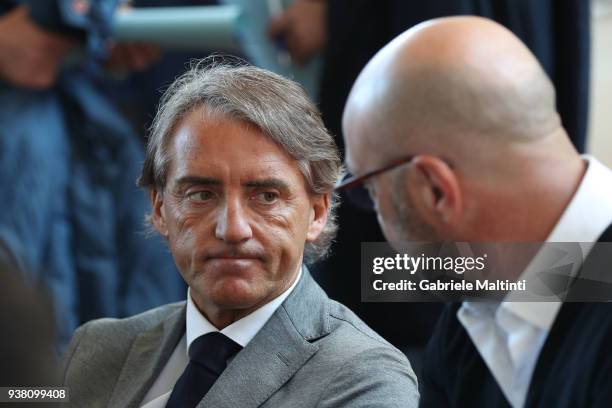Roberto Mancini during the Italian Football Federation 'Panchine D'Oro E D'Argento' Prize at Coverciano on March 26, 2018 in Florence, Italy.