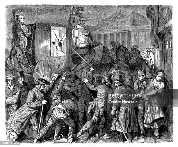 revolution 1830 germany uprising in brunswick - german culture stock illustrations
