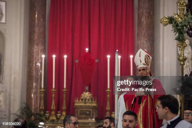 Archbishop Corrado Lorefice celebrates the Mass on Palm Sunday at the Cathedral of Palermo.