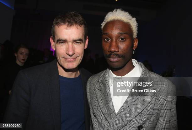 Rufus Norris and Nathan Stewart-Jarrett pose at the opening night after party for "Angels in America" on Broadway at Espace on March 25, 2018 in New...