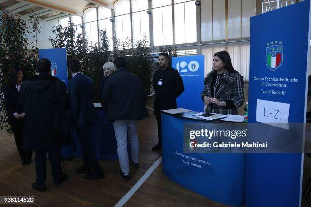 General view during the "Golden Bench" award at Coverciano on March 26, 2018 in Florence, Italy.