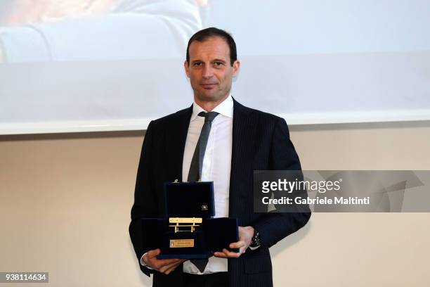 Massimiliano Allegri manager of Juventus during the "Golden Bench" award at Coverciano on March 26, 2018 in Florence, Italy.