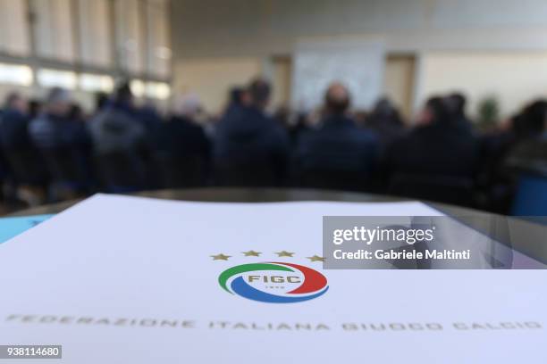 General view during the "Golden Bench" award at Coverciano on March 26, 2018 in Florence, Italy.