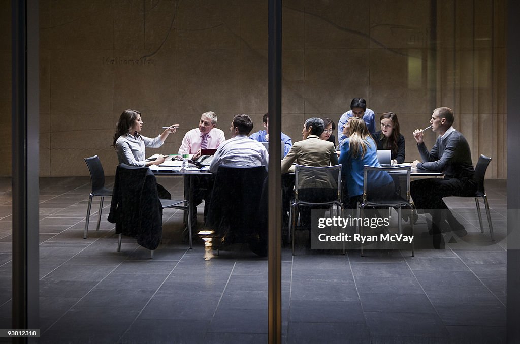 Business meeting around table