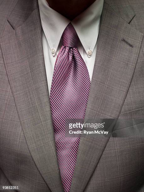close-up of business suit and tie - chest torso stock-fotos und bilder
