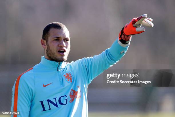 Trevor Doornbusch of Holland U19 during the Training Holland U19 at the Papendal on March 19, 2018 in Papendal Netherlands