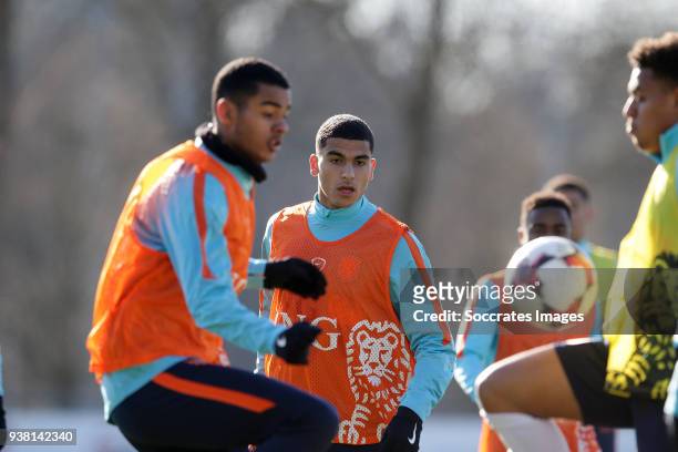 Zakaria Aboukhlal of Holland U19 during the Training Holland U19 at the Papendal on March 19, 2018 in Papendal Netherlands