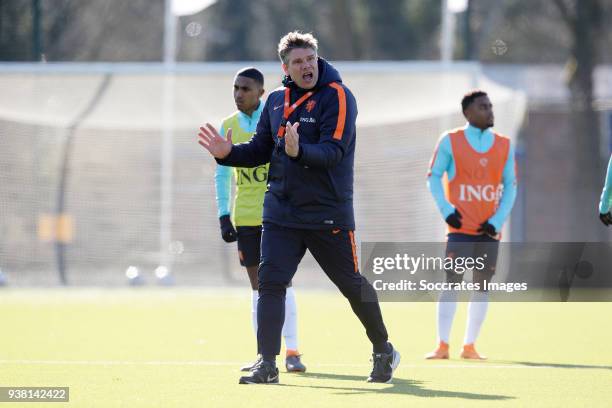 Coach Maarten Stekelenburg of Holland during the Training Holland U19 at the Papendal on March 19, 2018 in Papendal Netherlands