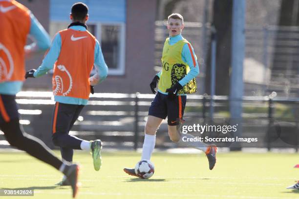 Perr Schuurs of Holland U19 during the Training Holland U19 at the Papendal on March 19, 2018 in Papendal Netherlands