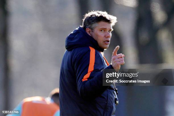 Coach Maarten Stekelenburg of Holland during the Training Holland U19 at the Papendal on March 19, 2018 in Papendal Netherlands