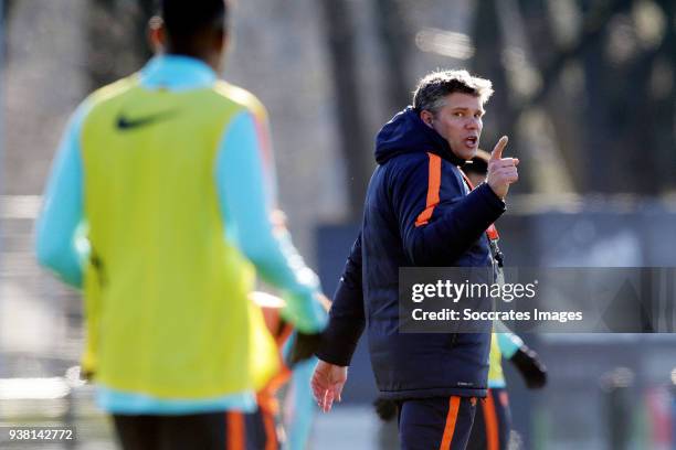 Coach Maarten Stekelenburg of Holland during the Training Holland U19 at the Papendal on March 19, 2018 in Papendal Netherlands