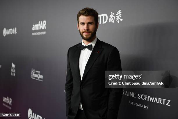 Liam Hemsworth attends the amfAR Hong Kong Gala 2018 at Shaw Studios on March 26, 2018 in Hong Kong, Hong Kong.