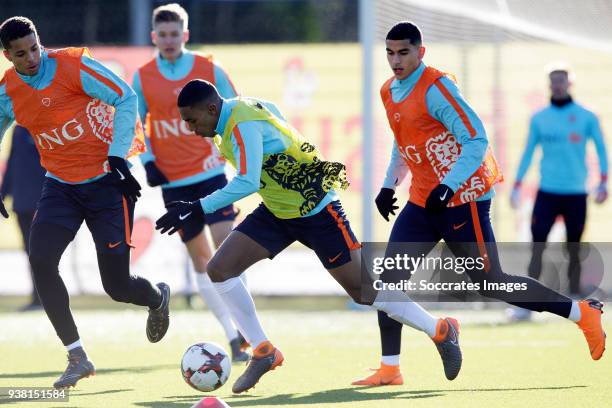 Deroy Duarte of Holland U19, Zakaria Aboukhlal of Holland U19 during the Training Holland U19 at the Papendal on March 19, 2018 in Papendal...