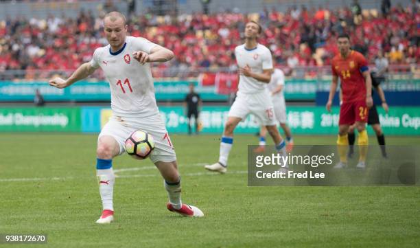 Michael Krmencik of Czech Republic in action during 2018 China Cup International Football Championship between China and Czech Republic at Guangxi...