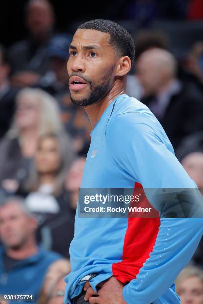 Garrett Temple of the Sacramento Kings looks on during the game against the Detroit Pistons on March 19, 2018 at Golden 1 Center in Sacramento,...