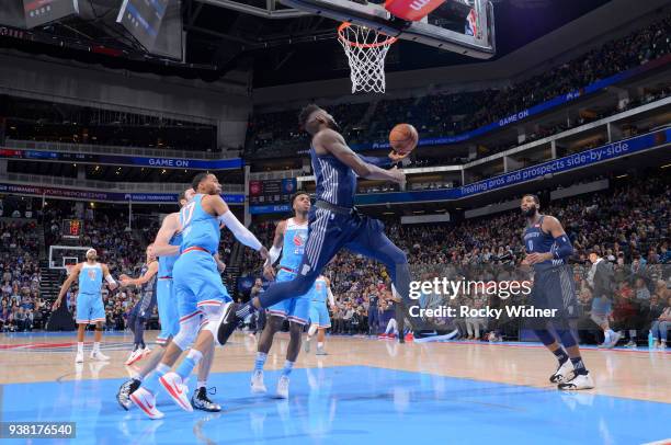 James Ennis III of the Detroit Pistons puts up a shot against the Sacramento Kings on March 19, 2018 at Golden 1 Center in Sacramento, California....