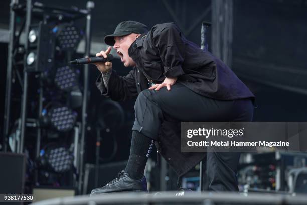 Frontman David Gunn of American heavy metal group King 810 performing live on stage at Bloodstock Open Air Festival in Derbyshire, on August 12, 2017.