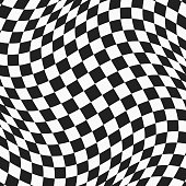 black and white checkered wavy surface