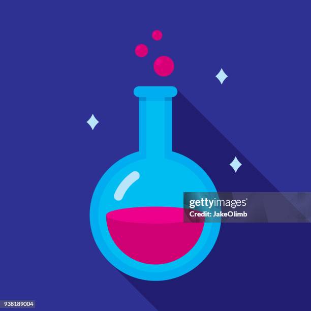 potion icon flat 2 - flask stock illustrations