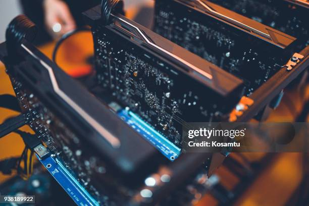 machinery used for crypto mining - bitcoin mining stock pictures, royalty-free photos & images