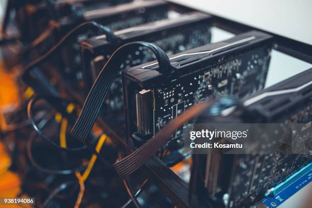 graphics cards rig for mining - hard drive stock pictures, royalty-free photos & images