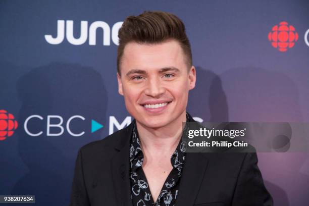 Singer Shawn Hook attends the red carpet arrivals at the 2018 Juno Awards at Rogers Arena on March 25, 2018 in Vancouver, Canada.