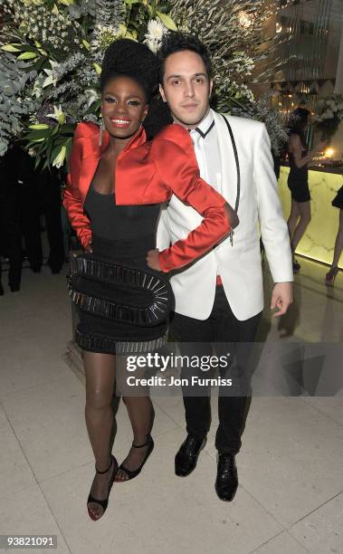 Shingai Shoniwa of The Noisettes and Dan Smith attend the ''Nine'' world film premiere after party at Claridges Hotel on December 3, 2009 in London,...