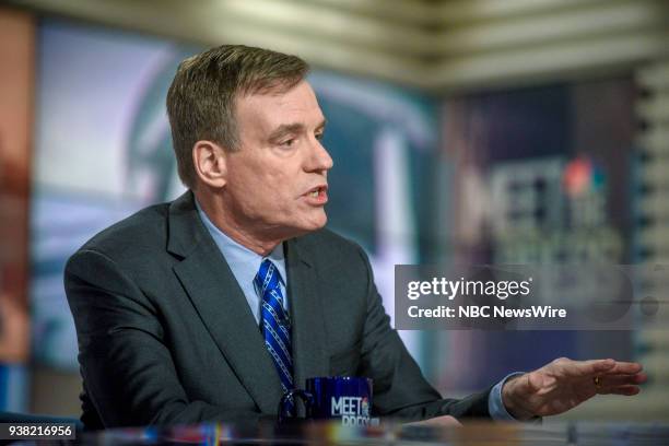 Pictured: -- Sen. Mark Warner appears on "Meet the Press" in Washington, D.C., Sunday, March 25, 2018.