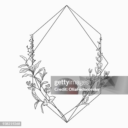Vector Floristic Frame With Geometric Linear Design High-Res Vector ...
