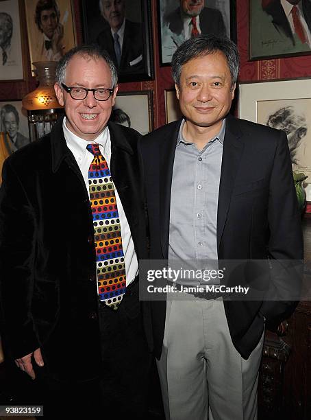 James Schamus,CEO of Focus Features and Director Ang Lee attend the NAC's medal of honor for film award presentation at The National Arts Club on...