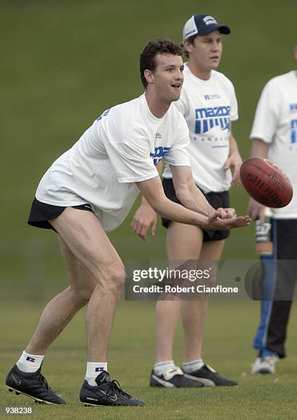 New Kangaroos recruit David Bourke in action during the first training session of the AFL pre season, held at Arden Street, Melbourne, Australia....