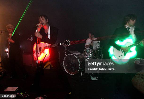 Tim Nordwind, Damian Kulash, Dan Konopka and Andy Ross of OK Go performs during Fendi Design Miami-Stereo Craft Design Performances on December 3,...