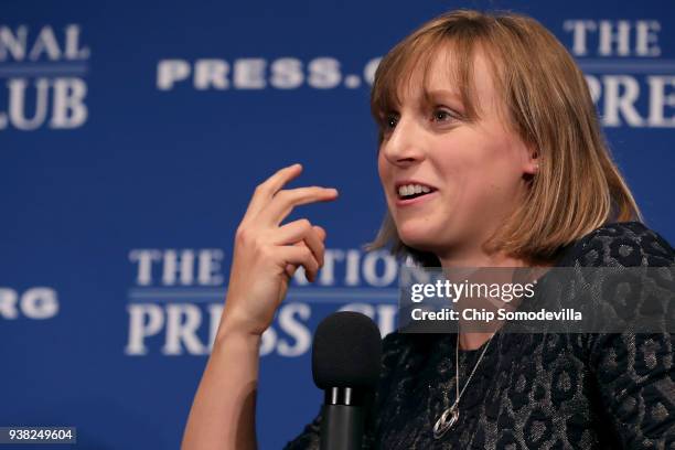 Bethesda, Maryland, native and champion swimmer Katie Ledecky announces that she will become a professional swimmer during the Newsmakers luncheon at...