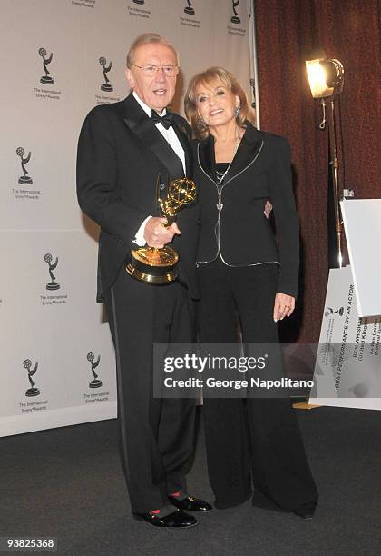 Founders Award winner Britain Sir David Frost and presenter Barbara Walters attends the 37th International Emmy Awards gala>> at the New York Hilton...