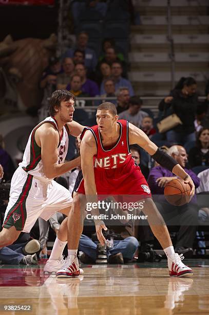 New Jersey Nets Brook Lopez in action vs Milwaukee Bucks. Milwaukee, WI CREDIT: John Biever