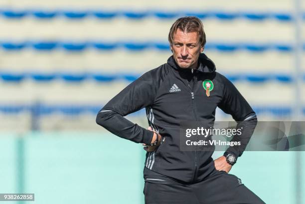 Coach Herve Renard of Morocco during a training session prior to the International friendly match between Morocco and Oezbekistan in Cassablanca on...