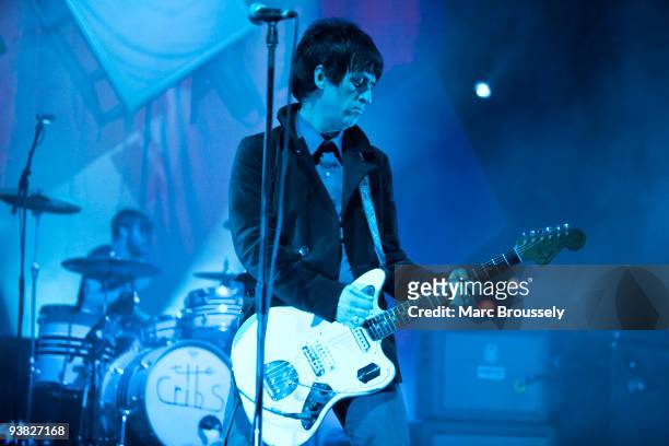 Ross Jarman and Johnny Marr of The Cribs perform on stage at Brixton Academy on December 3, 2009 in London, England.