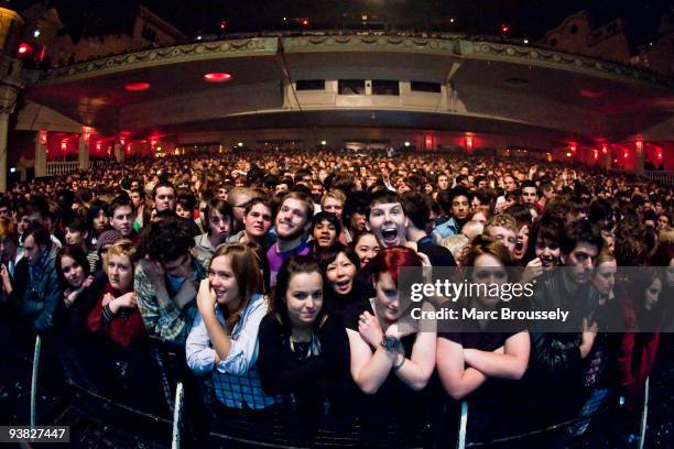 Crowd attending the performance of The Cribs at Brixton Academy on December 3, 2009 in London, England.