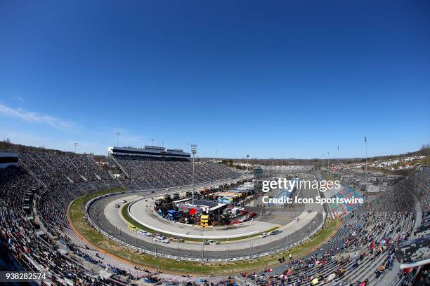 An overview of the track during the weather delayed running of the Monster Energy NASCAR Cup Series STP 500 race on March 26, 2018 at the...