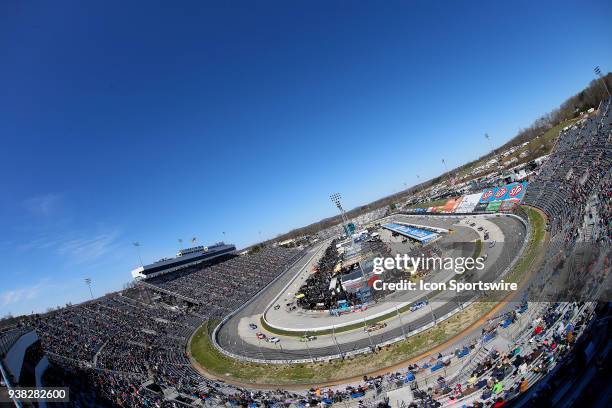 An overview of the track during the weather delayed running of the Monster Energy NASCAR Cup Series STP 500 race on March 26, 2018 at the...