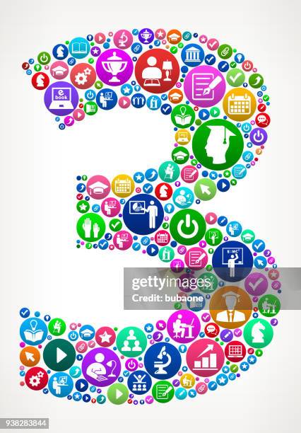 number 3 college and higher learning vector icon pattern - 3 pointer stock illustrations